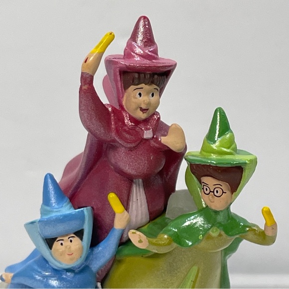 Disney Sleeping Beauty 3 Fairy Godmothers Cake Topper Flora Fauna Merryweather - Picture 3 of 10